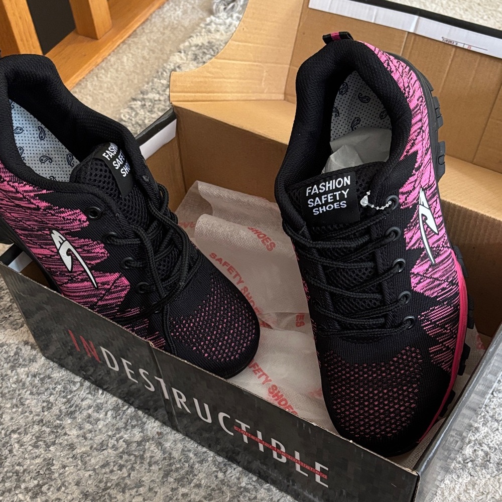 Fashion Safety Women's Black and Pink Athletic Sneakers